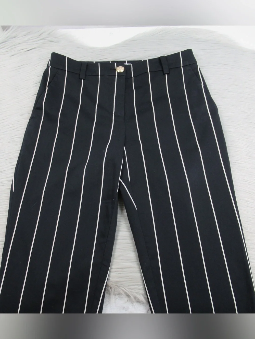 DEREK LAM 10 CROSBY Cropped Striped Straight Leg Trouser - Women's Size 0